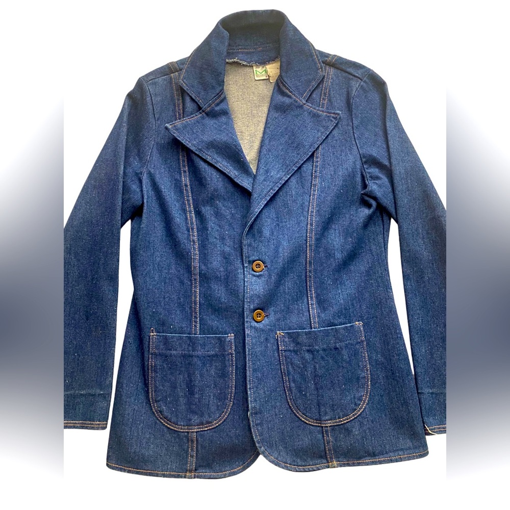 Vintage 1970s Denim Jacket Maverick Misses Blazer Women’s Size Large Made In USA